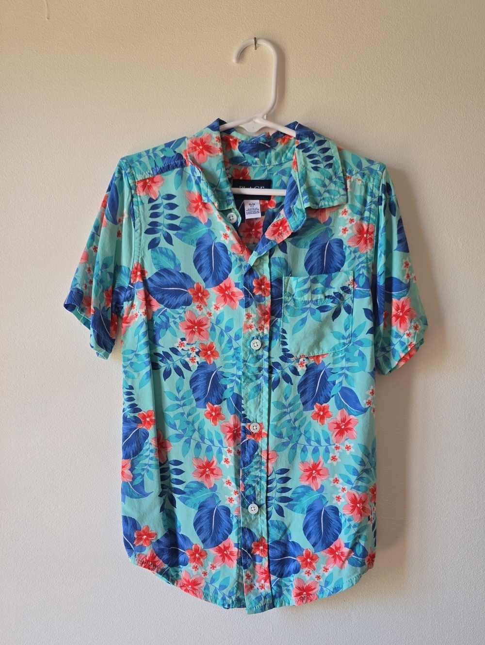 The Children's Place Aqua Floral Short-Sleeve Button-Up Shirt